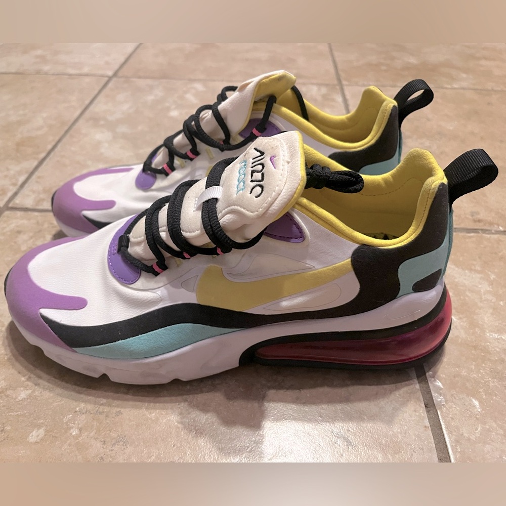 Women size 9 ;Men Size 7 ;Nike - Air Max 270 React Sneaker- Pastel- Colorful - Picture 4 of 9